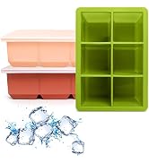 Excnorm Ice Cube Trays 3 Pack - Large Size Silicone Ice Cube Molds with Removable Lids Reusable a...