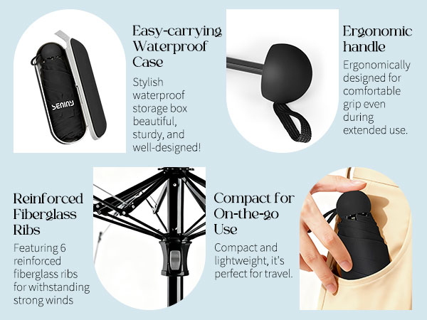 Mini Portable Travel Umbrella with Case