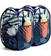 2 Pcs Strong Mesh Pop up Laundry Hamper,House Again Collapsible Laundry Basket with Durable Handl...