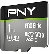 PNY 1TB PRO Elite Class 10 U3 V30 microSDXC Flash Memory Card - 100MB/s, Class 10, U3, V30, A2, 4...