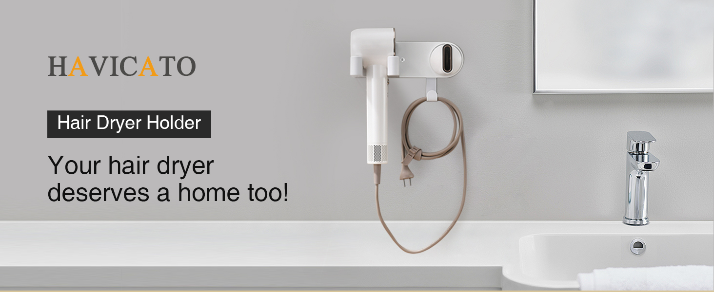 white hair dryer holder