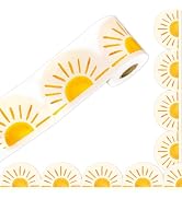 JarThenaAMCS 65.6Ft Boho Sun Bulletin Board Border Cute Sunshine Scalloped Die Cut Border Trim Ro...