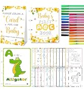 WNINK Baby's First ABC Book & Baby Shower Game – A to Z Coloring Cards with 24 Watercolor Pens, F...