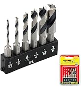 Brad Point Drill Bit Set for Woodworking, Stubby Short Length Drill Bit Set for Wood, 6pcs High S...