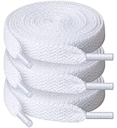 UpUGo 3 Pair Flat Shoe laces, 5/16" Wide Shoelaces for Athletic Running Sneakers Shoes Boot Strings