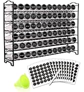 SWOMMOLY Spice Rack Organizer with 72 Empty Square Spice Jars, 340 Spice Labels with Chalk Marker...