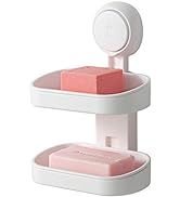 TAILI Double Layer Soap Dish Suction Cup Soap Holder, Strong Sponge Holder for Shower, Bathroom, ...