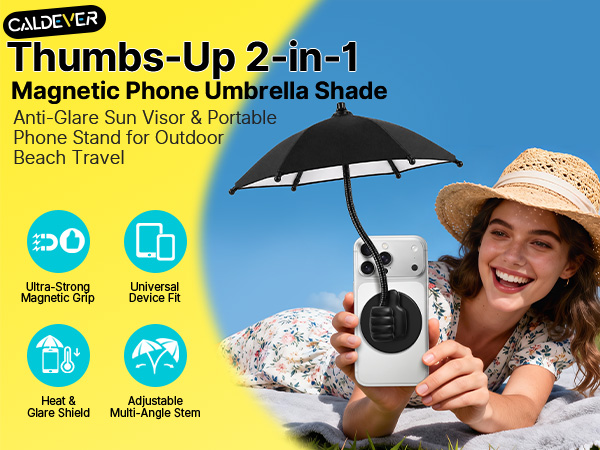 Magnetic Thumb Up Base Phone Umbrella for Sun iphone Gift for Women Men Girls Teen Adults Boy