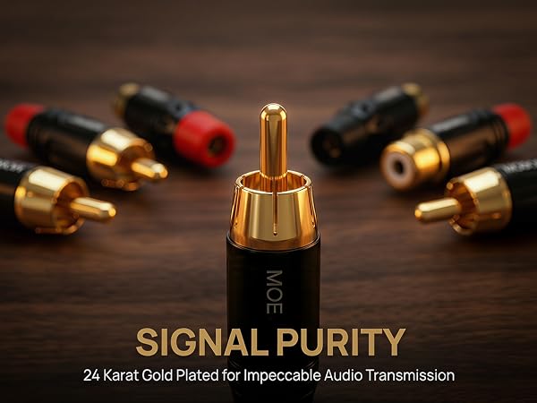 RCA Male Plug Adapter Audio Phono Gold Plated Solder 24K Gold-Plated Phono Jack Adapter