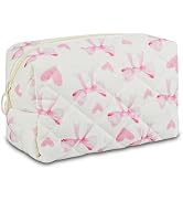 AMZMA Quilted Makeup Pouch,Cotton Puffy Makeup Bag, Coquette Cosmetic Bag for Women and Girls, Ae...
