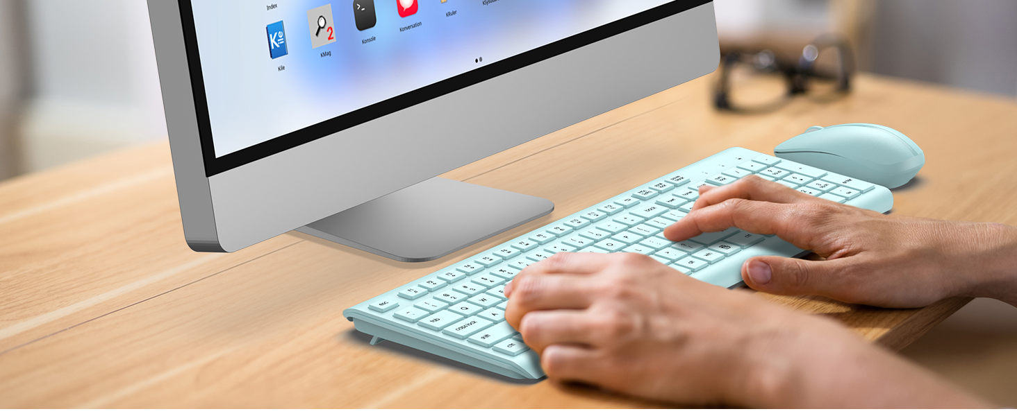 Wireless Keyboard and Mouse Combo Full Size Silent Ergonomic Keyboard Mouse Cordless Mouse Keyboard