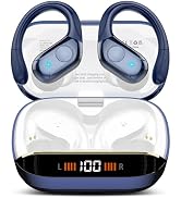 Qecnato Earbuds Bluetooth Headphones Stereo Sports Wireless, Dark Blue | Over Ear Buds with Earho...