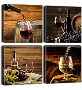 Artscope 4 Pieces Canvas Prints Wall Art - Romantic Wine Picture Painting- Modern Wall Artwork Fr...