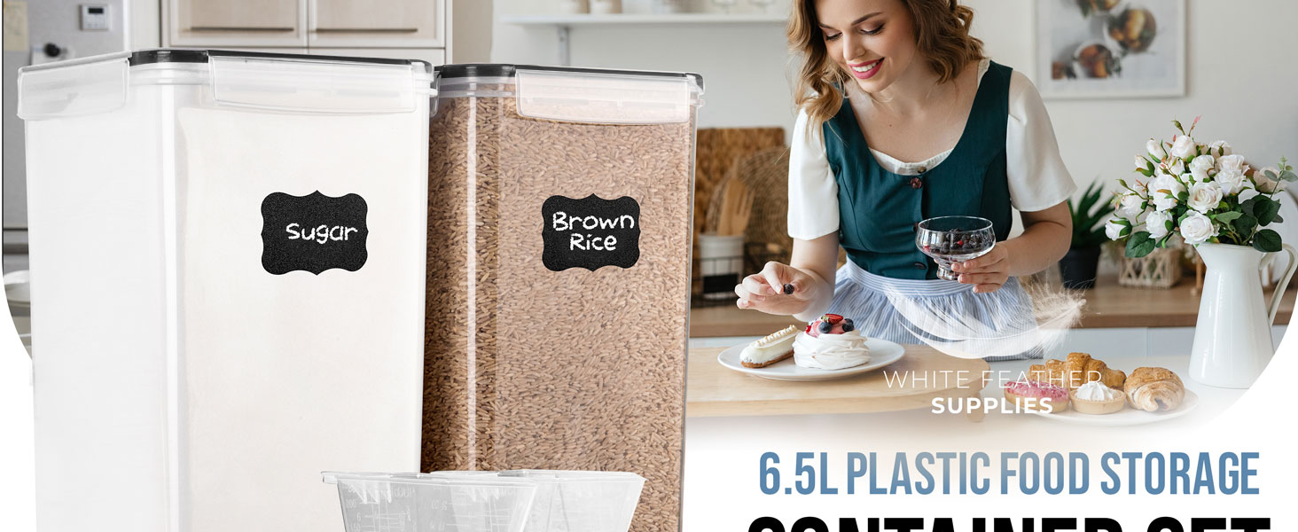 Food grade storage containers for rice and pantry Airtight with lids, 25 lb rice, sugar container