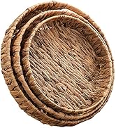 Cedilis 3 Pack Fruit Tray Weaving by Grass, Round Decorative Storage Bins for Tea, Vegetable, Art...