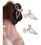 ACECHA 2 Pack Bow Hair Claw Clips for Women, 4.5" Gold Metal Hairclips for Thick Thin Hair, Large...