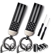 Amasodaon Car Key Chain (2 Sets) Premium American Flag Car Keychain with Zinc Alloy Ring – USA Fl...