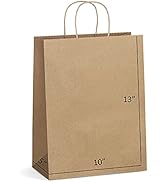 Eupako Kraft Shopping Bags 10x5x13 100 PCS Brown Paper Bags with Handles, Recycled Paper Gift Bag...