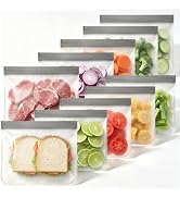 EEKEDO 10 Pack Reusable Sandwich Bags, BPA-Free Reusable Food Sorage Bags, Double Zipper Leakproo...