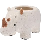 Hemoton Rhino Shaped Ceramic Planter Cute Animal Planter for Mini Plants Cactus, Smooth Shiny Cer...