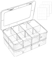 Mauproy 2 Pack 8 Grids Plastic Bead Organizer Boxes, Small Clear Storage Containers with Removabl...