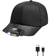 SHiLiPAi LED Baseball Cap with Built-in Headlamp, Hands Free Flashlight Hat, Battery Powered LED ...
