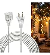 6 Feet Clear Extension Cord, Transparent Lamp Cord, 10A 125V 1250W, 2-Prong 18 AWG Transparent Wi...