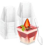 Zezzxu 100 Pack 2 oz Mini Dessert Cups with Spoons, Small Plastic Appetizer Cups Reusable Parfait...