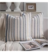 Cethom Boho Throw Pillow Covers 18x18 Set of 2 Farmhouse Blue Pillow Case