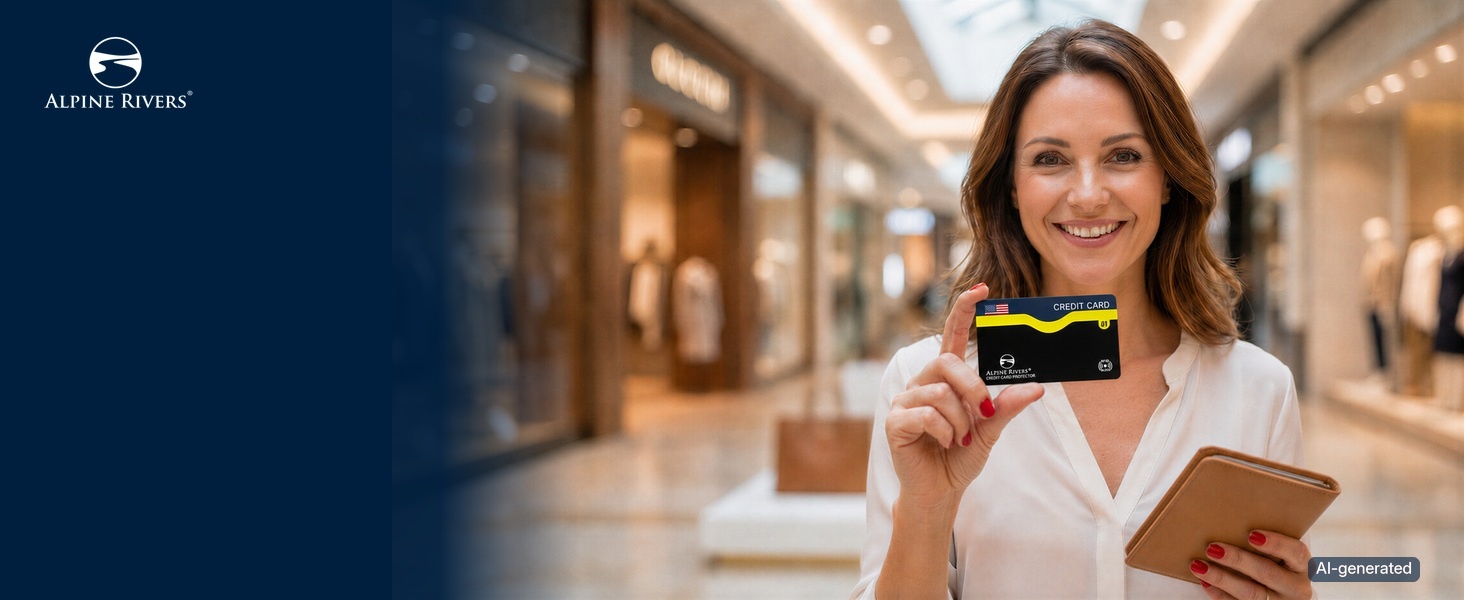 Alpine Rivers RFID blocking card sleeve shields contactless cards from wireless skimming
