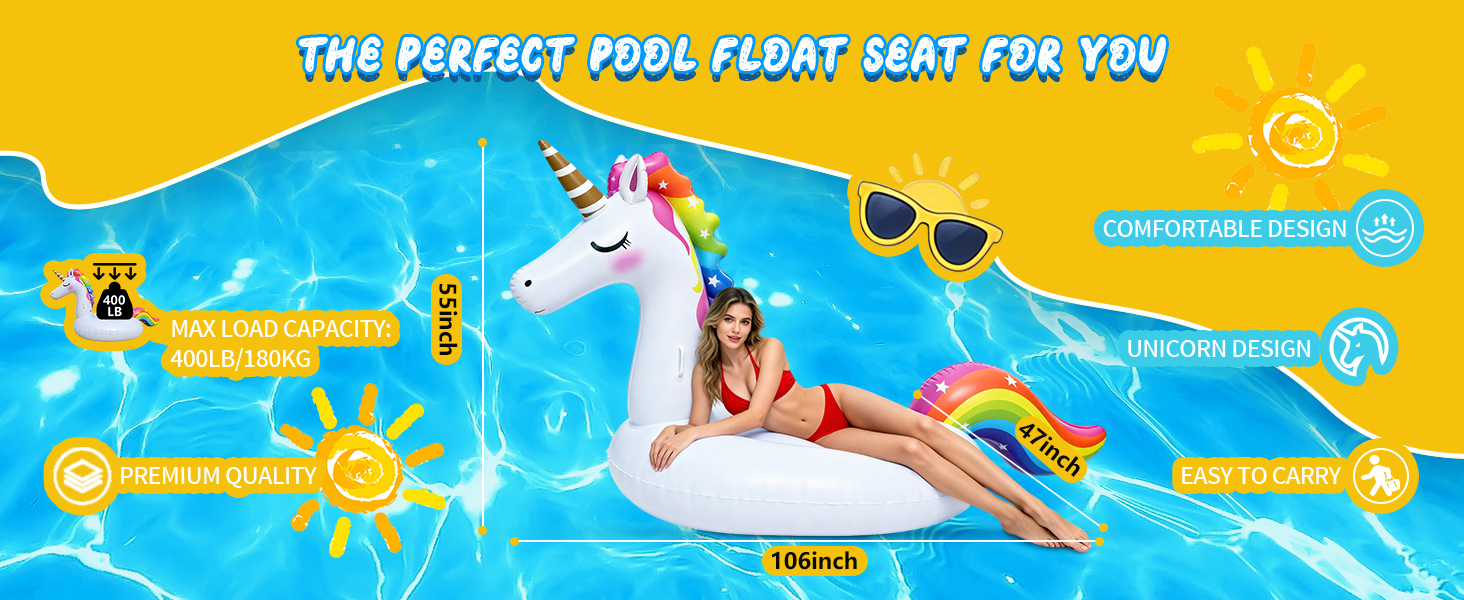 Pool Floaties Large fun Rainbow Beach Toy Swimming Summer Vacation Lake Water Raft Lounger