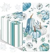 100PCS Fall Paper Napkins Blue Thanksgiving Napkins 3 Ply Disposable Blue Pumpkin Napkin Decorati...