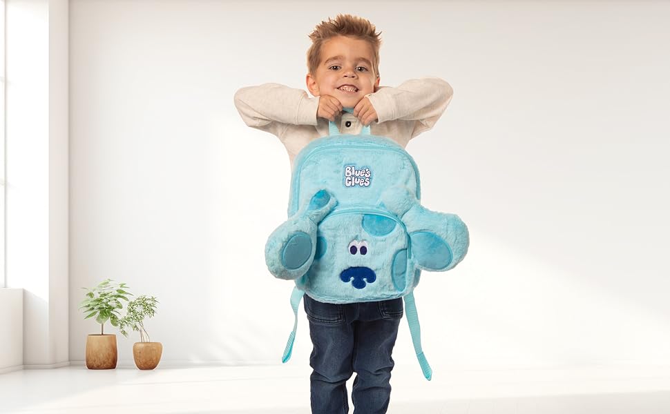 Blue's Clues Plush Character Cartoon Face 12 Inch Backpack For Daily Use