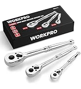 WORKPRO 3-Piece Ratchet Set, Quick Release Reversible, 72-Tooth, 1/4", 3/8", 1/2" Drive Ratchet W...