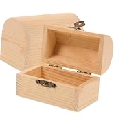 DIY Unfinished Wooden Pirate Treasure Chest - Vintage Jewelry Storage Organizer with Hinged Lid a...