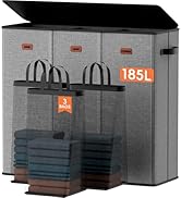 Vexalora 185L Laundry Hamper 3 Section, Laundry Hamper with Lid, Dirty Clothes Hamper with 3 Remo...