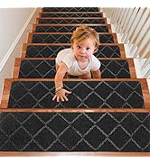 Seloom Upgraded Stair Treads with Self-Adhesive Non Slip Backing Specialized for Indoor Basement ...