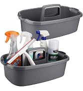 Cleaning Caddy Organizer with Handle, Gray Plastic Bucket for Cleaning Supplies Products, Cleanin...