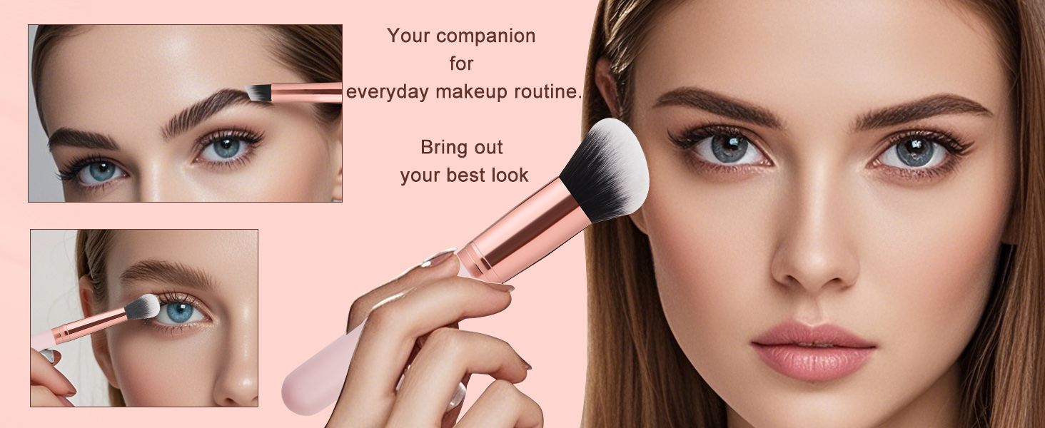 Real Perfection Makeup Brush Set 16 Pcs with 1 Eyebrow Razor Pink Makeup Brushes Make up Brushes