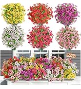 SHareconn 24 Bundles Artificial Flowers for Outdoors Spring Decoration, Fake Silk Realistic Faux ...