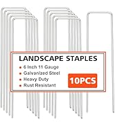 Landscape Staples, Galvanized Garden Stakes, Plant Cover Staples, 10 Pack 6 Inch 11 Gauge Garden ...