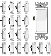 (20 Pack) CML Decorator Single Pole Light Switch, Rocker Paddle Wall Switch, 15A 120/277V, 3-Year...