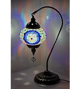 GOGERS Swan Neck Turkish Moroccan Lamp Handmade Stained Mosaic Glass Vintage Lamp Shade Bohemian ...