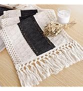 FEXIA Boho Table Runner for Home Decor with Tassels 72 Inches Long Farmhouse Rustic Black Hallowe...