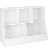 DINZI LVJ Toy Storage Organizer, Kids Bookshelf, Wood Toy Storage Cabinet, 5 Cubby Children Bookc...