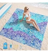 Aroveea Beach Blanket Waterproof Sandproof 1-7 Adult Oversized 78''X81''/10'X9' Lightweight Durab...