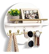 Key Holder for Wall Decorative with Shelf and Hooks, Mail Organizer Wall Mount with Sunglasses Ho...