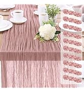 10-Pack Dusty Pink Cheesecloth Table Runners – 10FT (35x120 Inch) Boho Rustic Gauze Fabric Cheese...