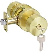 HOSOM Gold Door Knobs with Lock and Key, Keyed Entry Door Knob Interior, Exterior Door Lock for B...