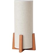 Fengarolam Modern Small Table Lamps, Nightstand Lamp with Linen Fabric Shade, 13.97" Cylinder Woo...